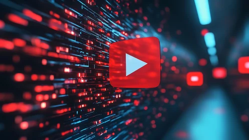 Streaming node visualization of digital video data flow icon.