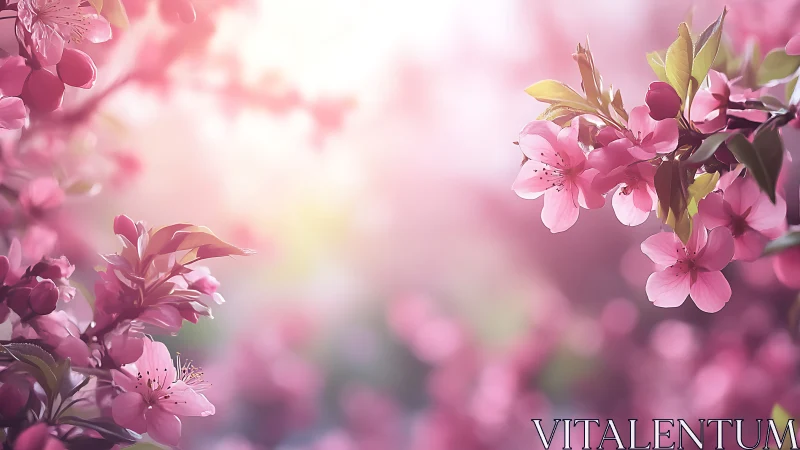 Spring's Gentle Embrace: Pink Blossoms in Soft Light.