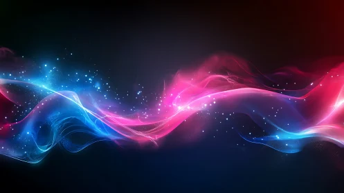 Colorful light waves dance softly across a starry night