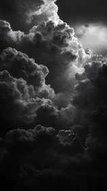 Volumetric cumulonimbus clouds sculpted in dramatic monochrome