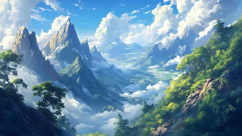 Sunlit alpine mountains rise above luminous valley clouds.