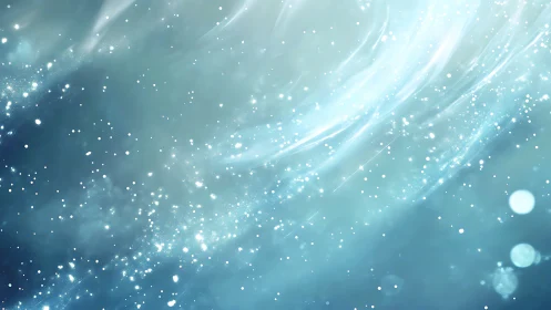 Starlit aqua nebula with drifting ethereal light trails.