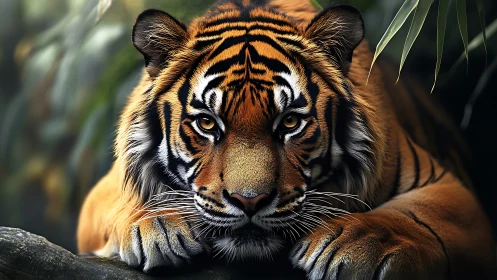 Predatory calm settles as the jungle-eyed tiger waits