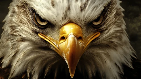 Intense Bald Eagle Close-Up in Dramatic Photorealistic Style.