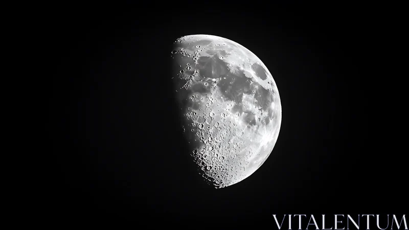 High-contrast lunar terminator study in telescopic monochrome.