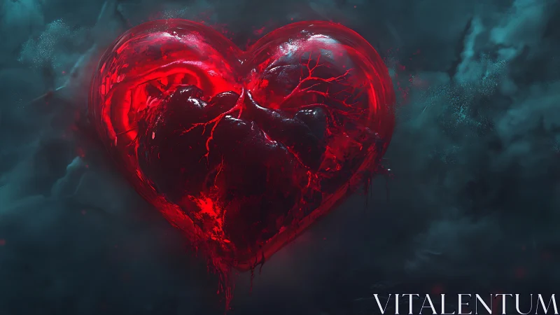 Radiant Heart Glowing in Darkness.