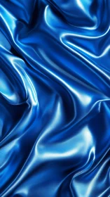Iridescent cobalt satin folds form fluid abstract surface