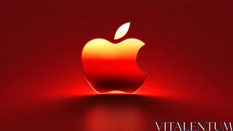 Apple-inspired glossy red logo rendered on lit background
