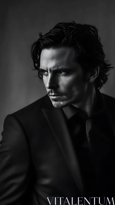 Monochrome male portrait with cinematic side lighting precision.