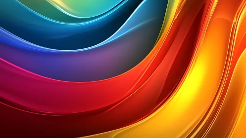 Curved multicolor glossy bands in layered digital abstraction.