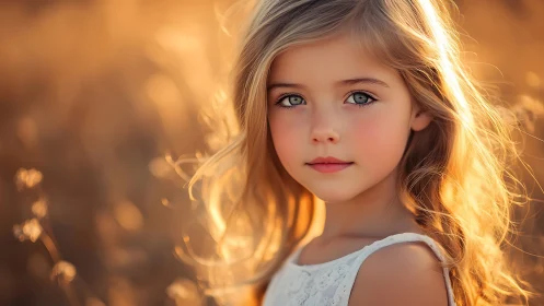 Golden Hour Portrait of a Young Girl in Warm Sunlight
