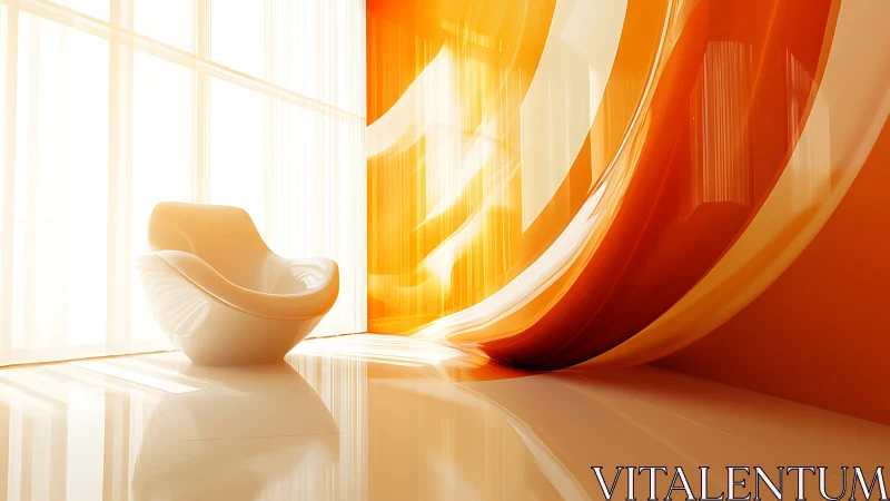 Flowing Abstraction: Golden Waves Through Sunlit Space