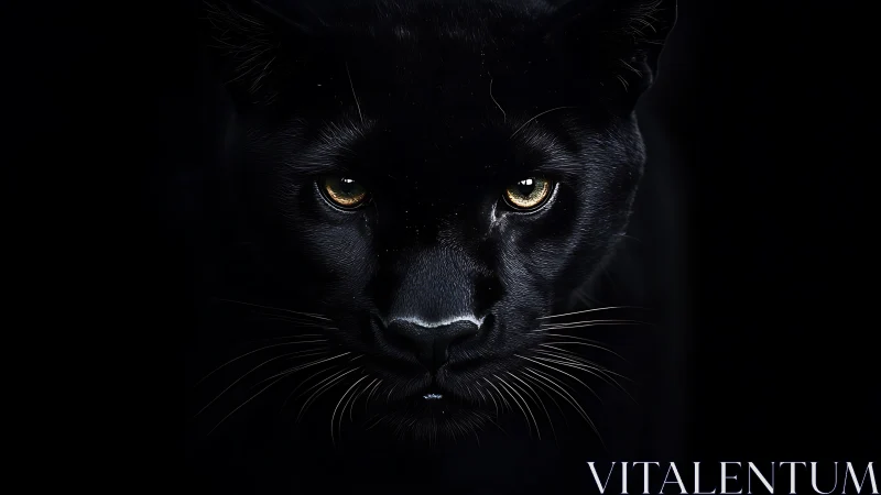 Mysterious Panther Emerges From Darkness, Eyes Gleaming.