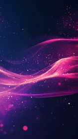 Gentle pink light waves drifting through a starry night sky.