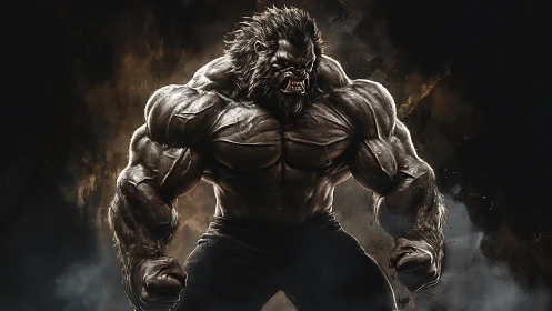 Ferocious werewolf warrior unleashes raw primal power.