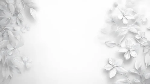 Delicate White Flowers Frame a Serene Empty Space.