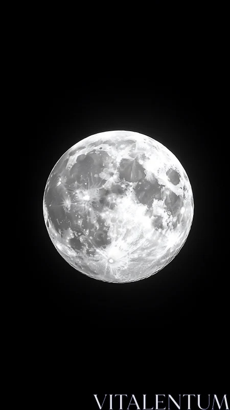 High-luminance lunar disc with resolved maria and ray craters.