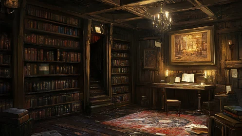 Story-soaked library glows with candlelit scholarly charm