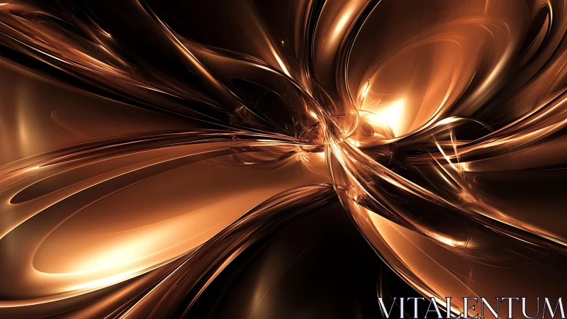 Abstract metallic bronze swirl with dynamic light reflections.