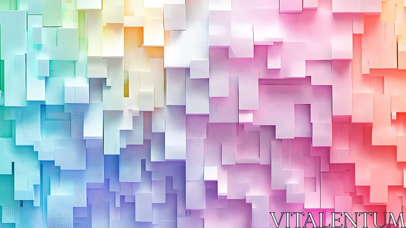 Pastel cubic gradient forms layered geometric abstract wall