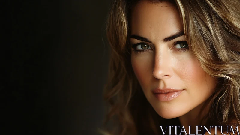 Portrait shows close cropped view of woman’s face in profile