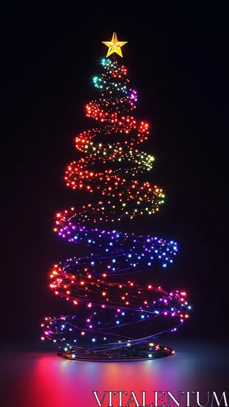Helical LED light-tree structure with spectral color gradation.