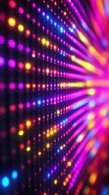 Oblique macro array of RGB LED diodes in dynamic emission field.