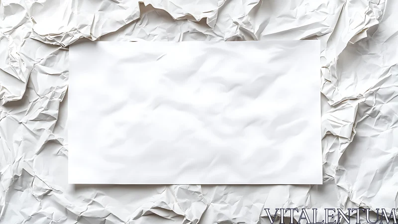 Blank smooth sheet centered on crumpled paper field.