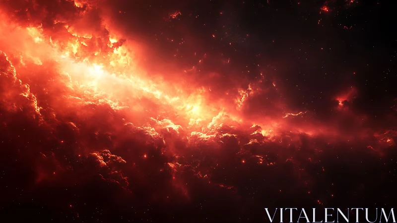Volumetric red nebula rendered with high dynamic range glow