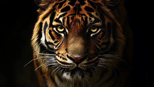 Tiger eyes carve molten gold through the midnight hush