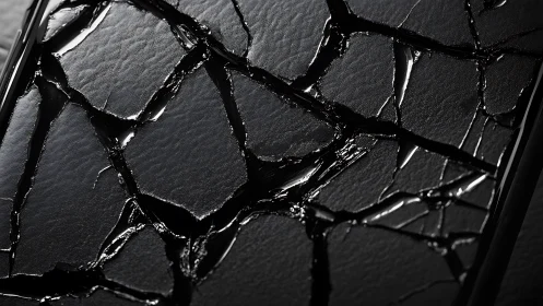 Midnight fractures across a glossy obsidian smartphone screen.