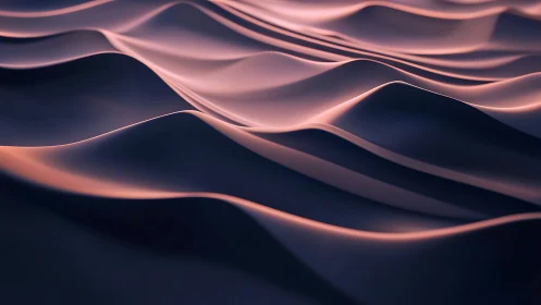 Undulating metallic surface renders smooth wave topology with soft light