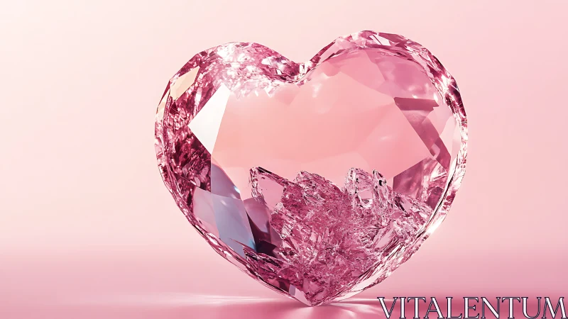 Crystalline Heart Shatters Into Luminous Pink Dreams