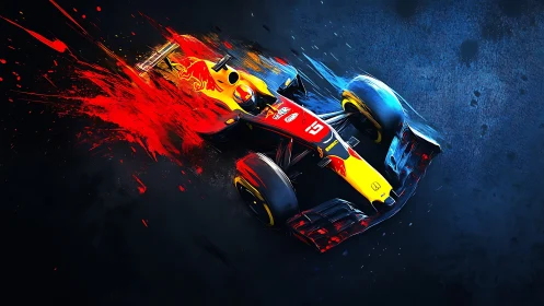 Turbo comet racer carving neon fire through midnight canvas.