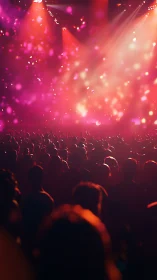 Backlit concert crowd under volumetric red and pink stage beams.
