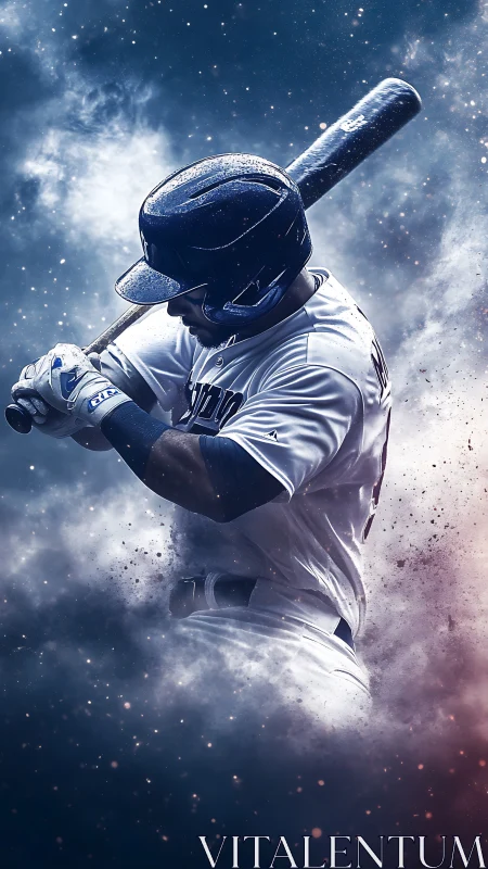 Starlit slugger winds up as cosmic dust swirls around