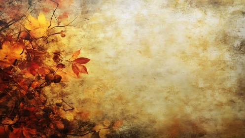 Textured autumn foliage composition with painterly negative space.