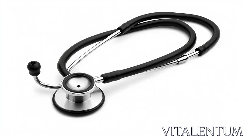 Clinical acoustic stethoscope with black tubing on white