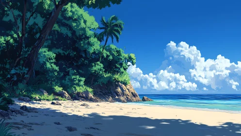 Tropical Paradise: Where Verdant Cliffs Dance with Azure Waters