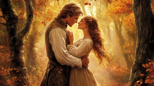 Golden Enchantment: Romance Blooms Within Autumn's Luminous Embrace