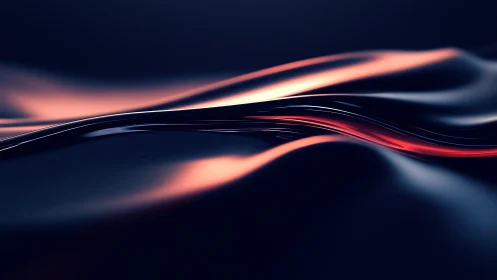 Abstract flowing waves in dark metallic and neon light style.