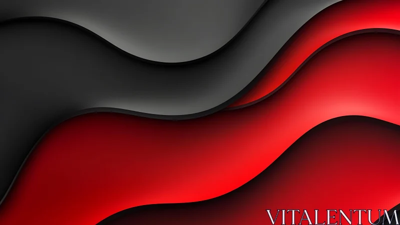 Abstract layered waves in black and red with smooth gradient style.