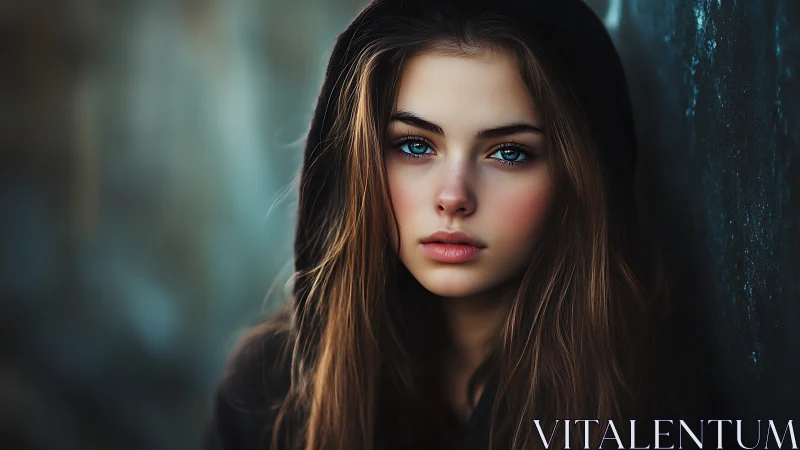 Quiet blue-eyed portrait wrapped in soft urban shadows.