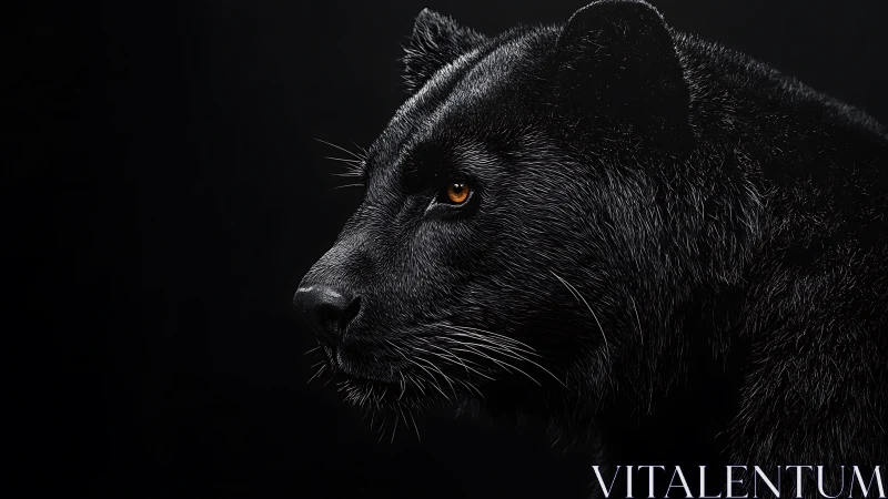 Black Panther Profile Study: Dramatic Chiaroscuro Portrait.