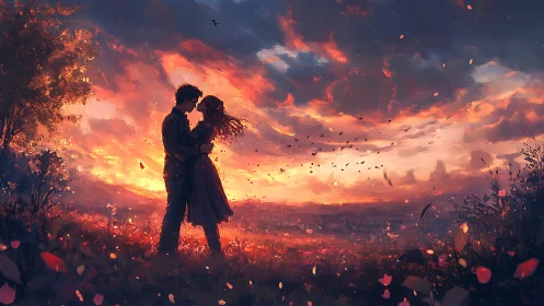 Love Ablaze Under Fiery Skies. Passion ignited.