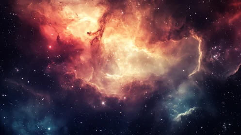 Starfire nebula blossoms in swirling cosmic auroras.
