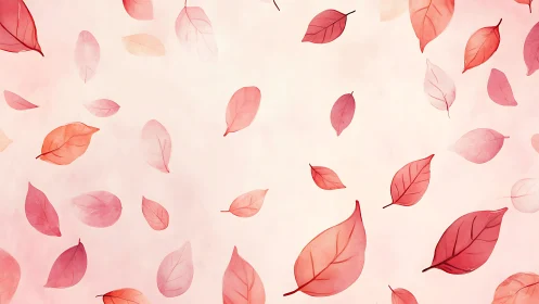 Soft pink leaf pattern with floating translucent foliage.