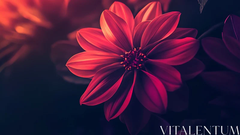 Neon Dahlia Bloom Against Darkness.