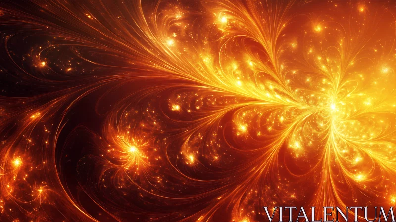 Solar petal nebula bursting into molten golden currents.