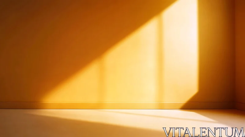 Sunlit interior wall exhibits sharp diagonal light projection